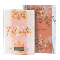 Bilancia da Cucina Digitale Words of Joy Felicità Gioia con design floreale e scatola regalo elegante.