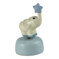 Carillon Sogni d'Oro Elefantino in ceramica con elefante e stella azzurra, misura 7.5 x 14 cm.