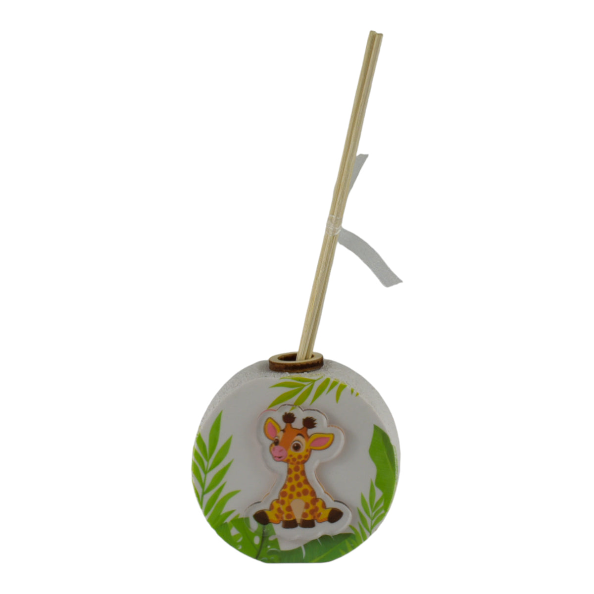 Diffusore Savana Elegance Tondo con Giraffa, design colore bianco e verde con giraffa stilizzata.