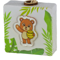 Diffusore Savana Teddy Quadrato in Pietra Leccese con orsacchiotto e design naturale