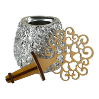 Diffusore Silver Tree in Resina Argentata con Albero in Legno, eleganza con base argentata e design in legno.