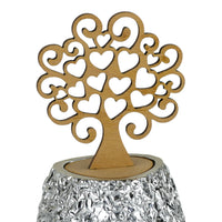 Diffusore Silver Tree in Resina Argentata con Albero in Legno con Albero della Vita in legno e base argentata.
