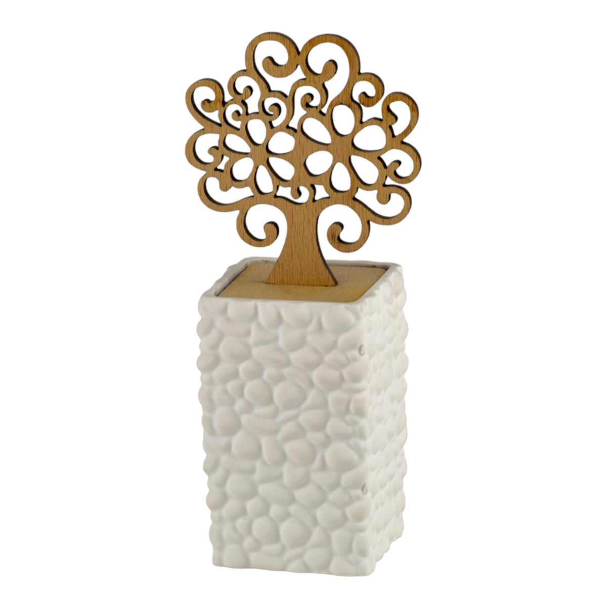 Diffusore d'Ambiente in Resina Bianco Luna con Albero in Legno a Capillarità, profumatore elegante in resina e legno.