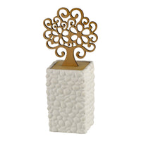 Diffusore d'Ambiente in Resina Bianco Luna con Albero in Legno a Capillarità, profumatore elegante in resina e legno.