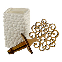 Diffusore d'Ambiente in Resina Bianco Luna con Albero in Legno a Capillarità, profumatore in resina e legno decorativo.