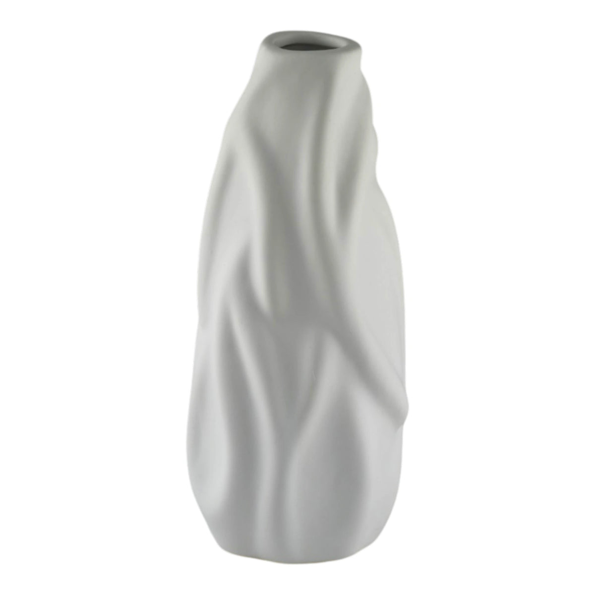 Vaso Scultura "Soft Waves" in Ceramica Bianca