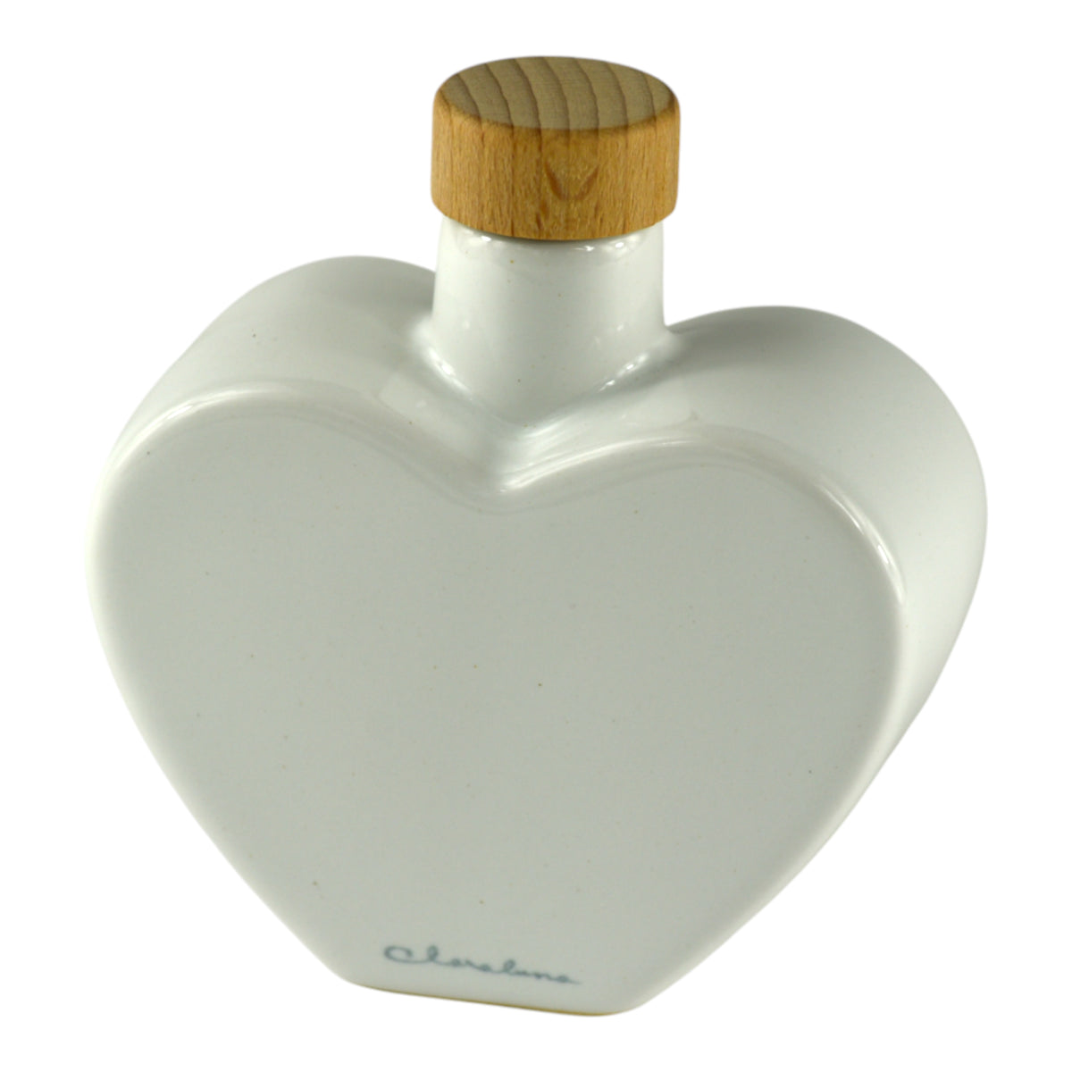 Oliera a Cuore Golden Life con Albero della Vita in porcellana bianca con tappo in legno.