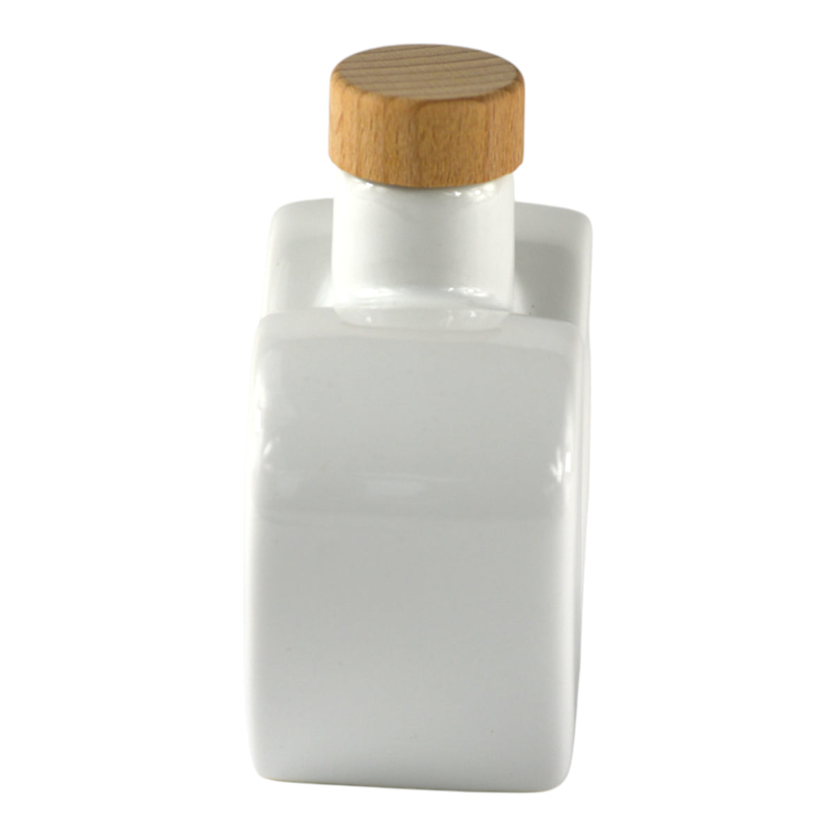 Oliera a Cuore Natural Love con Tappo in Legno, design romantico in porcellana bianca con tappo in legno naturale.