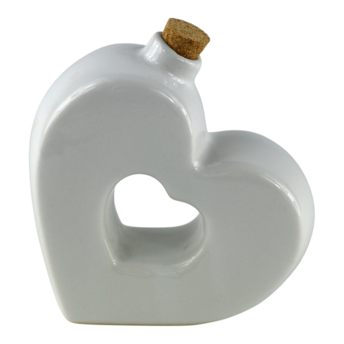Oliera a Cuore Piccole Cose con Tappo in Sughero, design originale e naturale con decori di rami di ulivo.