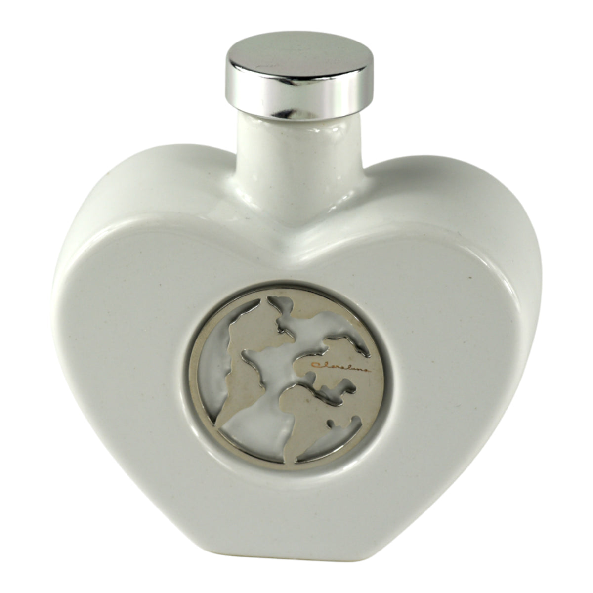 Oliera a Cuore World Love con Mappamondo in porcellana bianca con medaglione argentato.