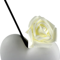 Profumatore Tondo Love Circle con Rosa bianca in ceramica opaca e bastoncino diffusore.