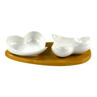 Set Aperitivo Modern Trio con 3 Ciotoline in legno e porcellana, perfetto per momenti di condivisione.