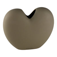 Vaso a Cuore Sweet Love in Ceramica Tortora, design romantico, tonalità tortora/beige elegante, decorazione moderna.